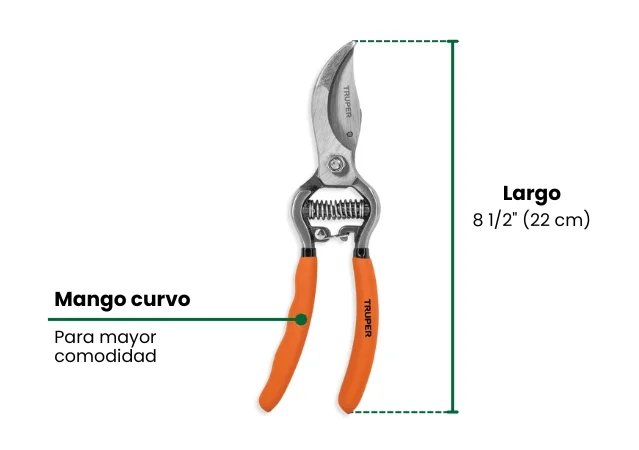 caracteristicas Tijeras para Poda de 8 1/2 Pulgadas de Acero Templado