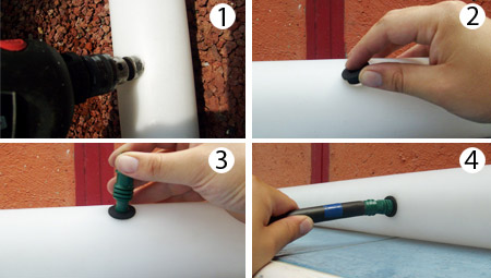 Instalación de inicial con goma para conexiones para manguera