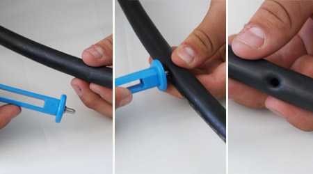 Perforación de línea de riego