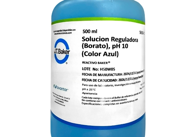 Solución, buffer, calibrante, líquido de calibración, estándar, líquido de ajuste, sustancia de calibración, reactivo, disolución, solución tampón, mezcla calibradora, líquido estabilizador, solución química, sustancia ajustadora, líquido para medidores de pH solución buffer pH 10 calibrador pH 10 J.T. Baker solución estándar pH 10 solución azul de pH 10 buffer borato pH 10 solución de calibración pH 10 500 ml solución pH 10 Avantor pH 10 para sensores de pH calibración pH alcalino solución pH 10 para laboratorio