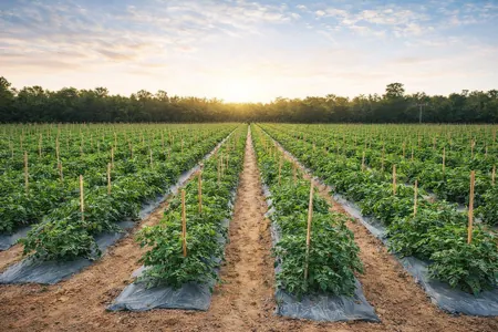 distancia entre surcos en cultivo de jitomates a campo abierto con plastico acolchado