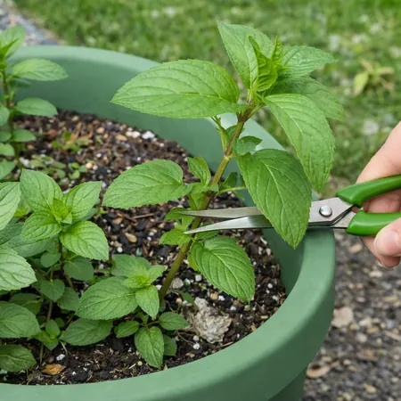 corte de la hoja de menta poda