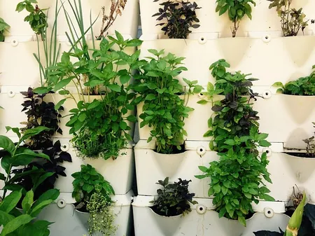 cultivo de menta en muro verde con sustrato