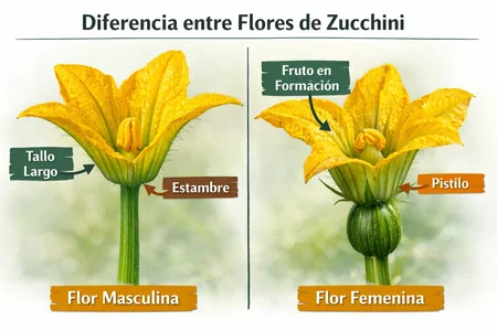diferencias flores de zucchini
