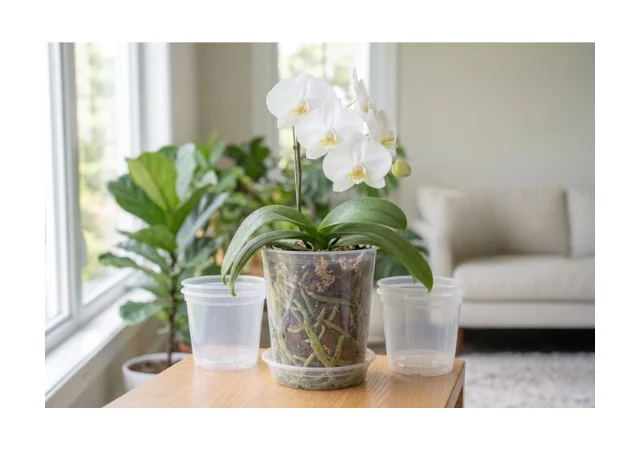Maceta transparente orquídeas